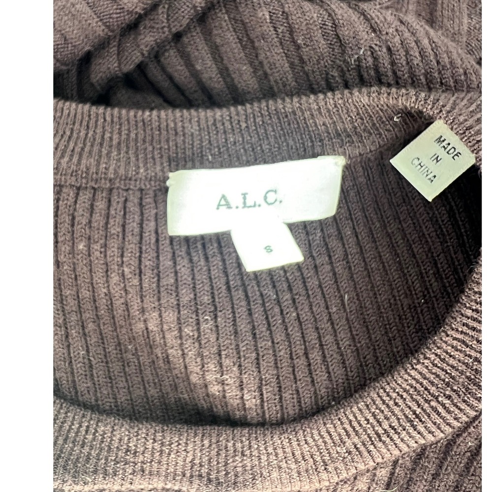 A.L.C. Emmalynn Rib Knit Merino Wool Midi Dress Brown Size Small - Picture 11 of 16